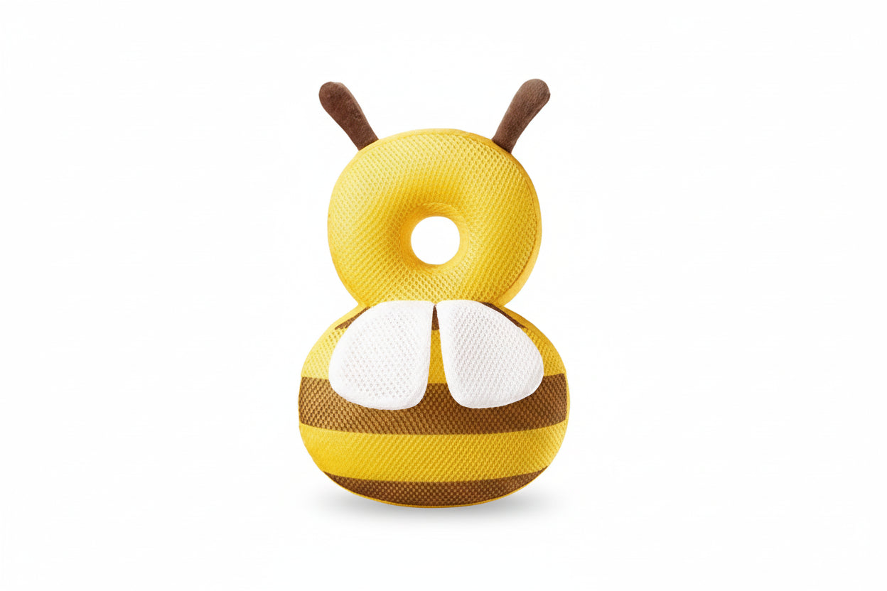 Cojín Protector Anticaídas para Bebé - Diseño de Abeja Transpirable y Ajustable.